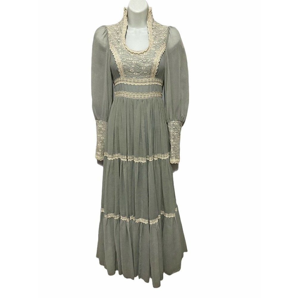 Gunne Sax Prairie Dress Blue Cottagecore Vintage Romantic